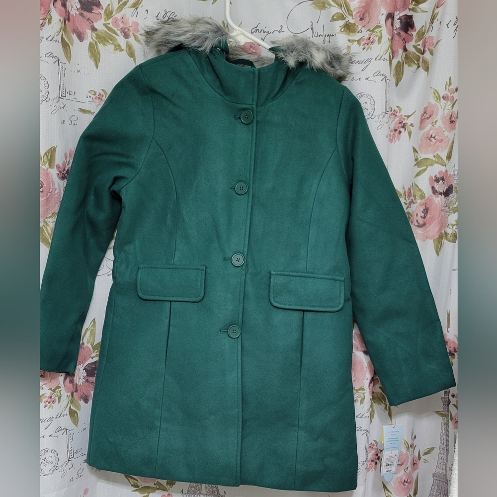 Girls' Faux Wool Jacket | Olive Green Color - Cat & Jack
